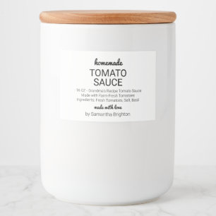 Homemade Tomato Sauce Custom Kitchen Pantry Food Label