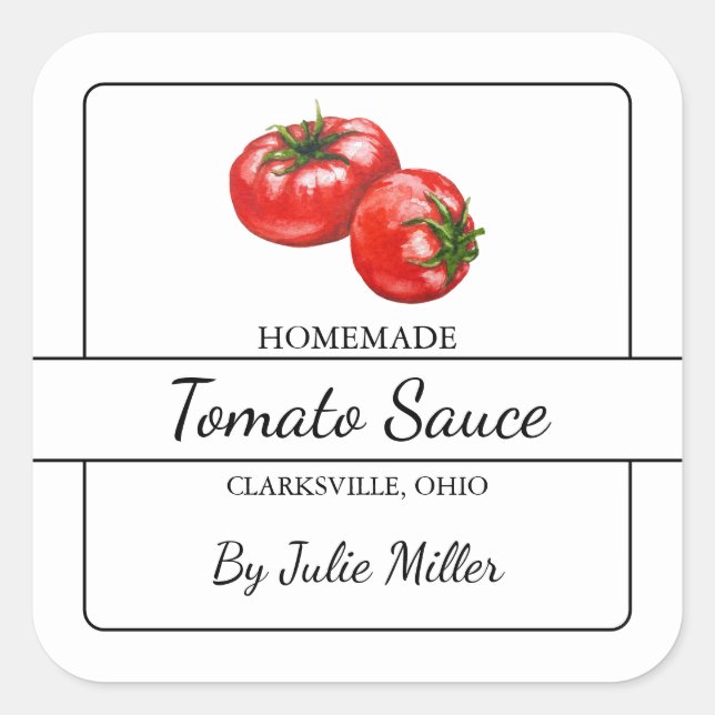 Homemade Tomato Sauce Square Label (Front)