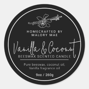 Homemade vanilla coconut candle mono ingredients classic round sticker