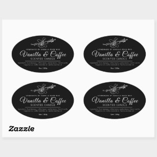 Homemade vanilla coffee candle mono ingredients re oval sticker