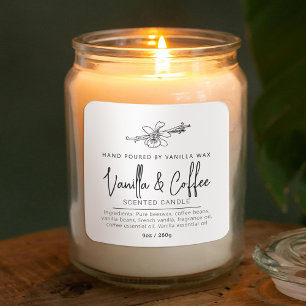 Homemade vanilla coffee candle white ingredients square sticker