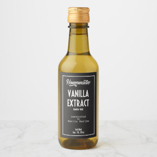 Homemade Vanilla Extract Black and White Small Wine Label