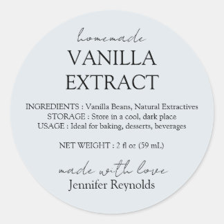 Homemade Vanilla Extract blue grey Instructions Classic Round Sticker