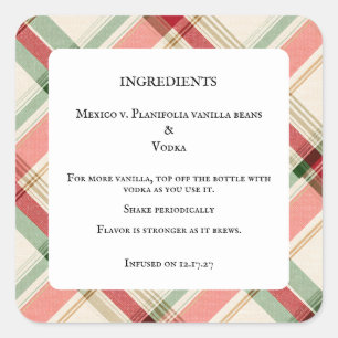 Homemade Vanilla Extract Bottle Ingredients Labels