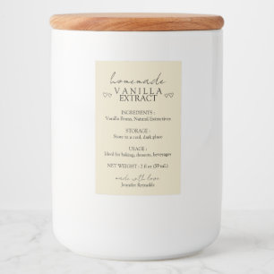 Homemade Vanilla Extract Instruction beige Food Label