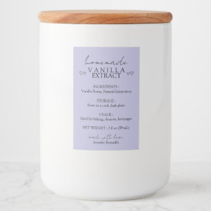 Homemade Vanilla Extract Instruction lilac Food Label