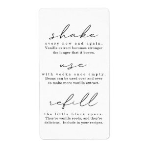 Homemade Vanilla Extract Instructions Label