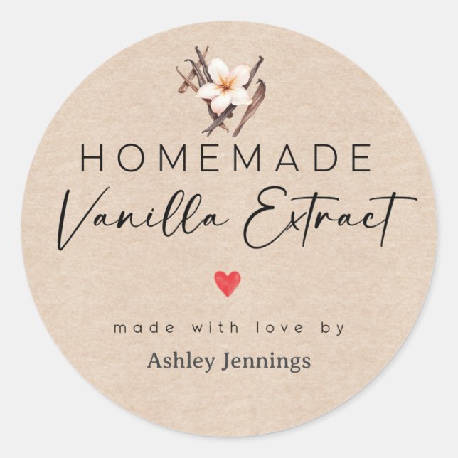 Homemade Vanilla Extract Labels | Made with Love (Front)