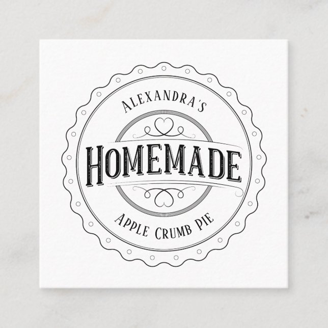 Homemade Vintage Personalised Label Business Cards (Front)