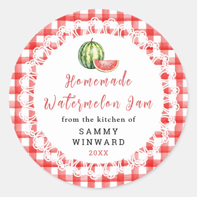 Homemade Watermelon Jam Jar Label (Front)
