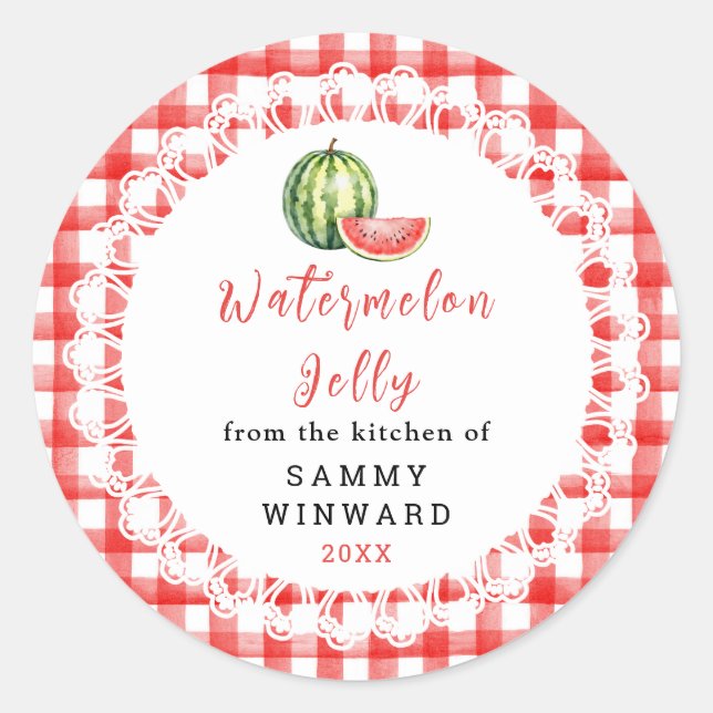 Homemade Watermelon Jelly Jar Label (Front)