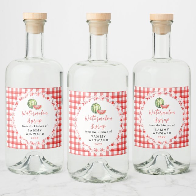Homemade Watermelon Syrup Bottle Label (Bottles)
