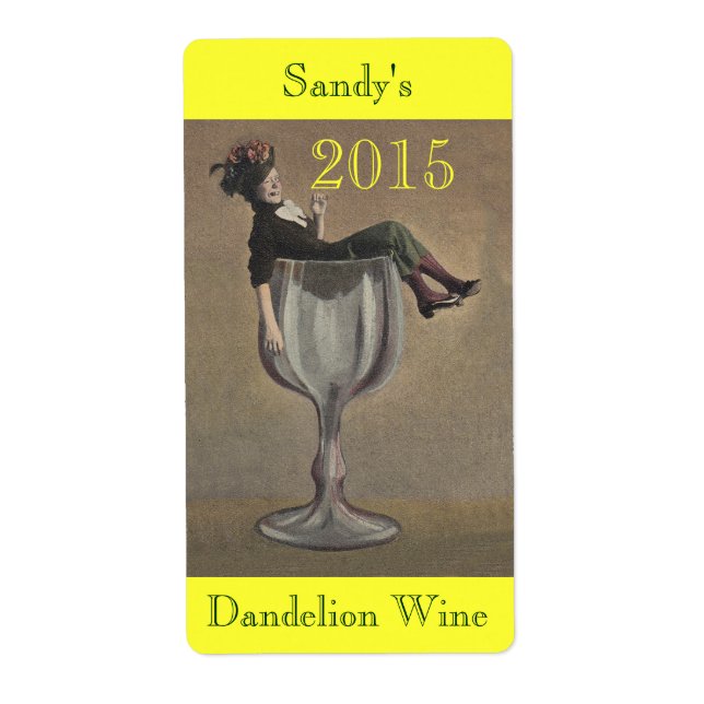 Homemade Wine Antique Fun Lady Labels Personalise (Front)