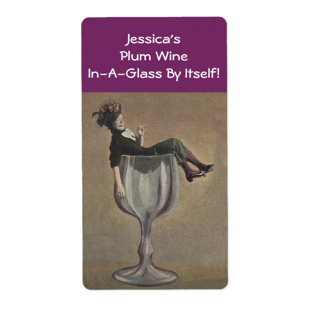 Homemade Wine Antique Fun Lady Labels Personalise (Front)