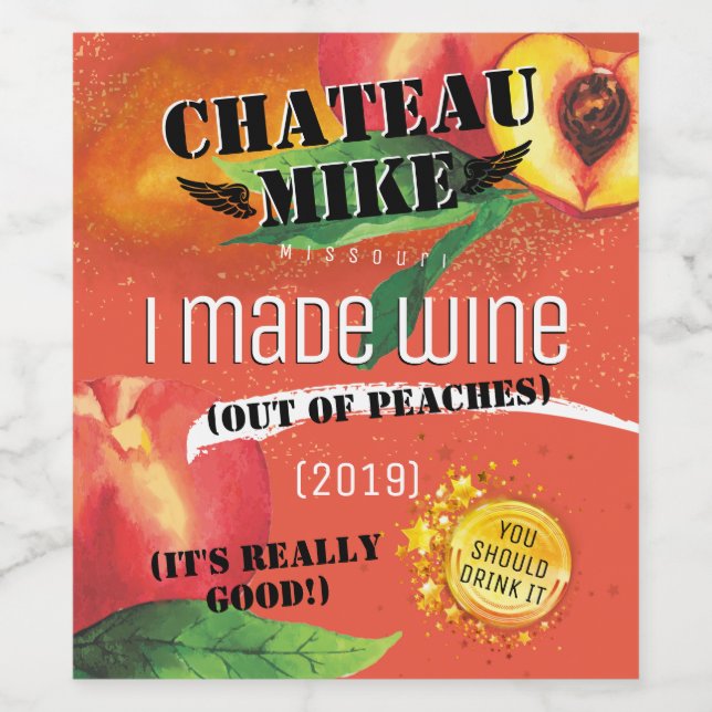 Homemade wine messy paint gold personalised wine label (Single Label)