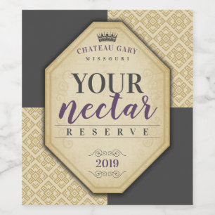 Homemade wine personalised label damask ornate