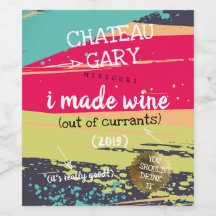 Homemade wine personalised label messy paint