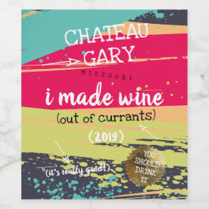 Homemade wine personalised label messy paint