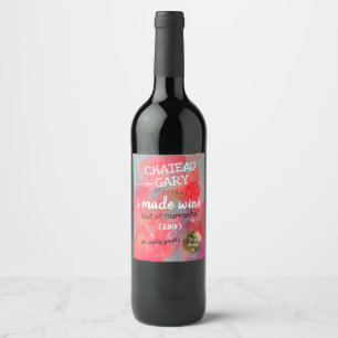 Homemade wine personalised label messy watercolor