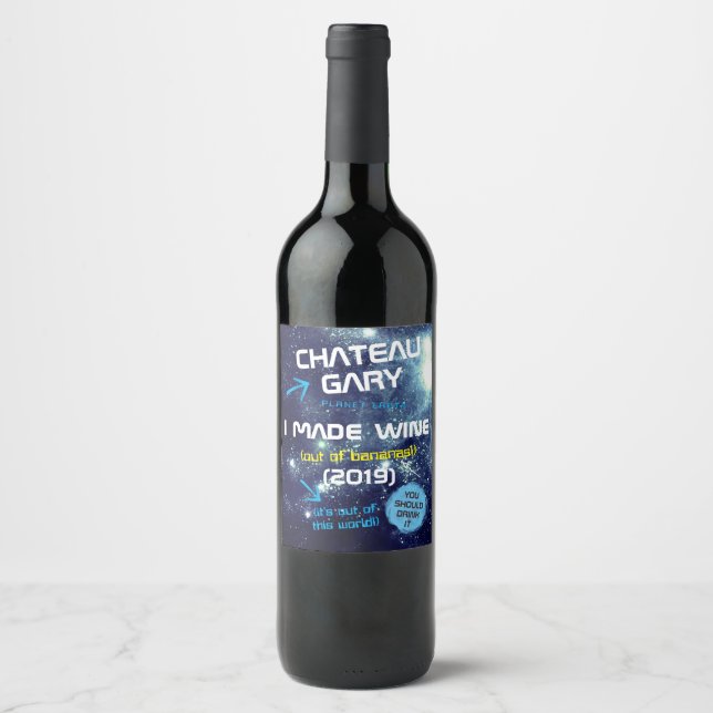 Homemade wine personalised label space universe (Front)