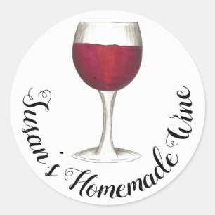 Homemade Wine Personalised Red Wine Glass Classic Round Sticker