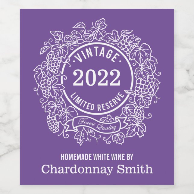 Homemade Wine Personalised Vintage Grapevine Wine Label (Single Label)
