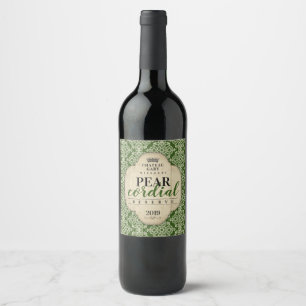Homemade wine personalized label damask ornate