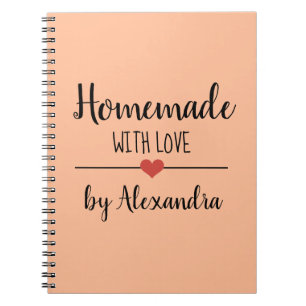 Homemade with love black orange Name Recipe Notebook