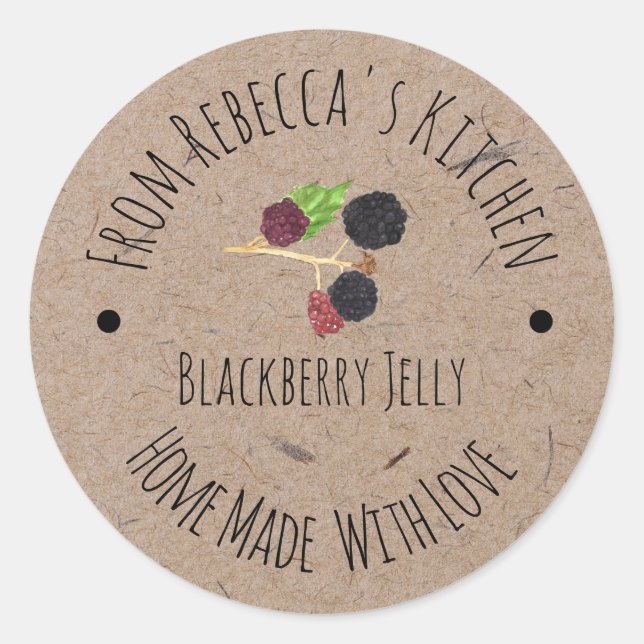 Homemade with love Blackberry Bramble Jelly Classic Round Sticker (Front)
