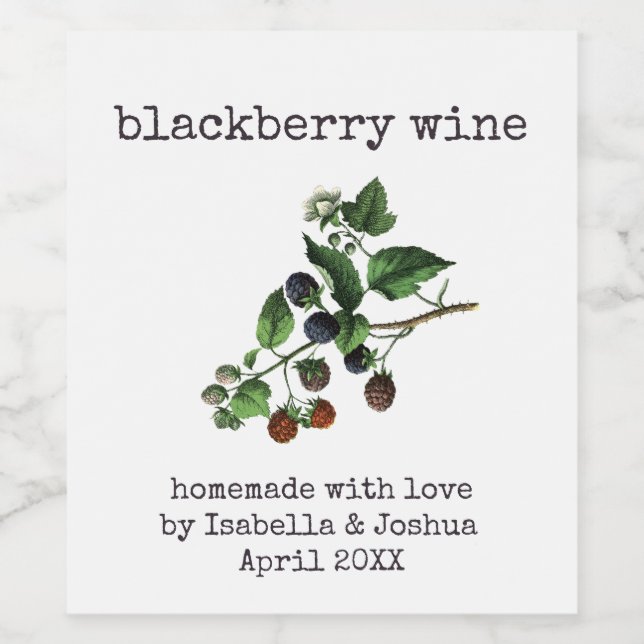 Homemade with  Love Blackberry Wine  Wine Label (Single Label)