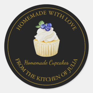 Homemade with love Blueberry Cupcake Label   Black