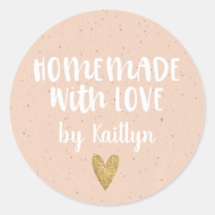 Homemade With Love Blush Pink Classic Round Sticker