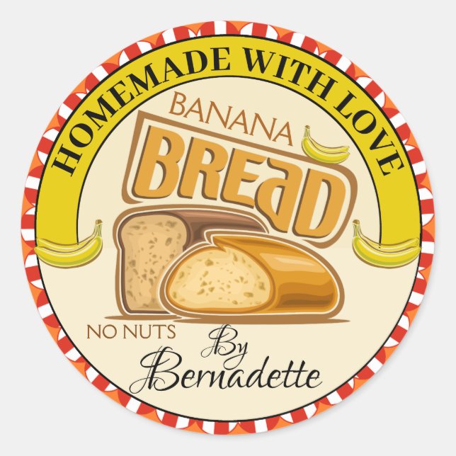Homemade With Love Bread Classic Round Sticker (Front)