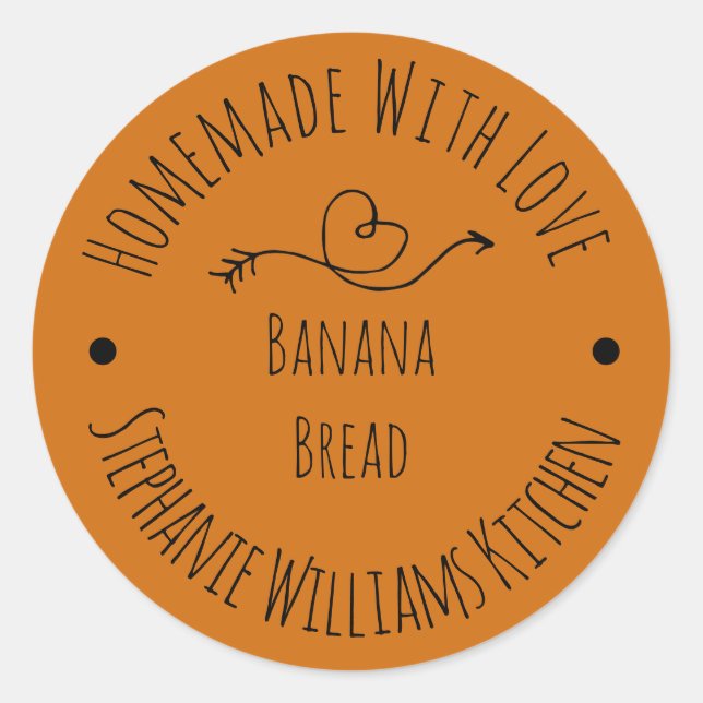 Homemade with Love Burnt Orange| Baked Goods      Classic Round Sticker (Front)