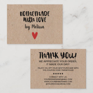 Homemade With Love Business Thank you Discount Card