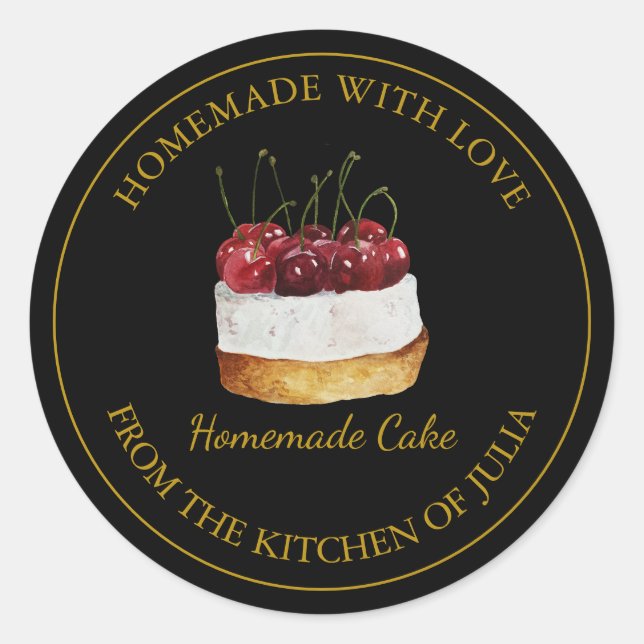 Homemade with love Cake Label | Black (Front)