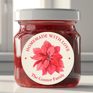 Homemade With Love Christmas Floral Classic Round Sticker