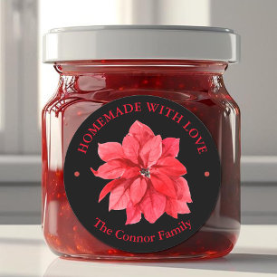 Homemade With Love Christmas Floral Classic Round Sticker