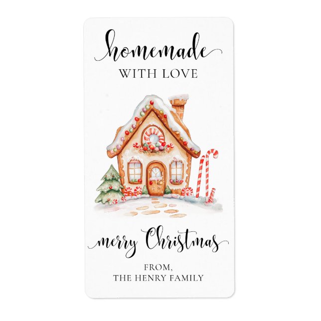 Homemade With Love Christmas Gift Tag Stickers (Front)