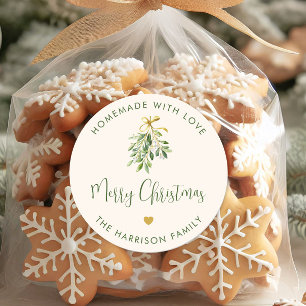 Homemade With Love Christmas Holiday Gift Classic Round Sticker