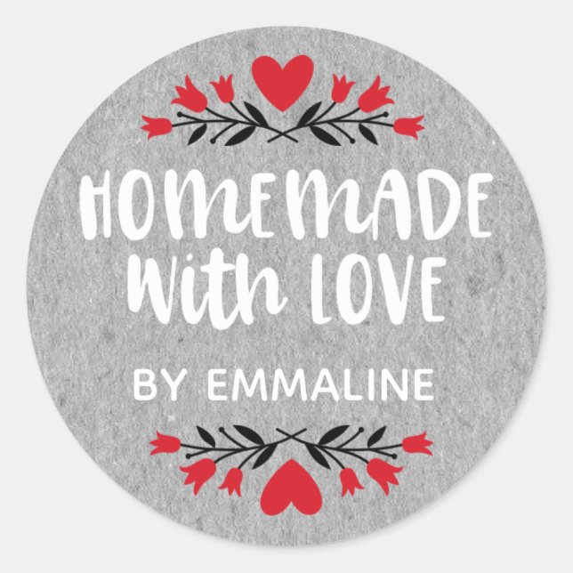 Homemade With Love Classic Round Sticker (Front)