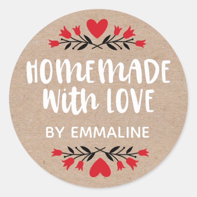 Homemade With Love Classic Round Sticker (Front)
