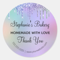 Homemade with Love Dripping Glitter Thank you