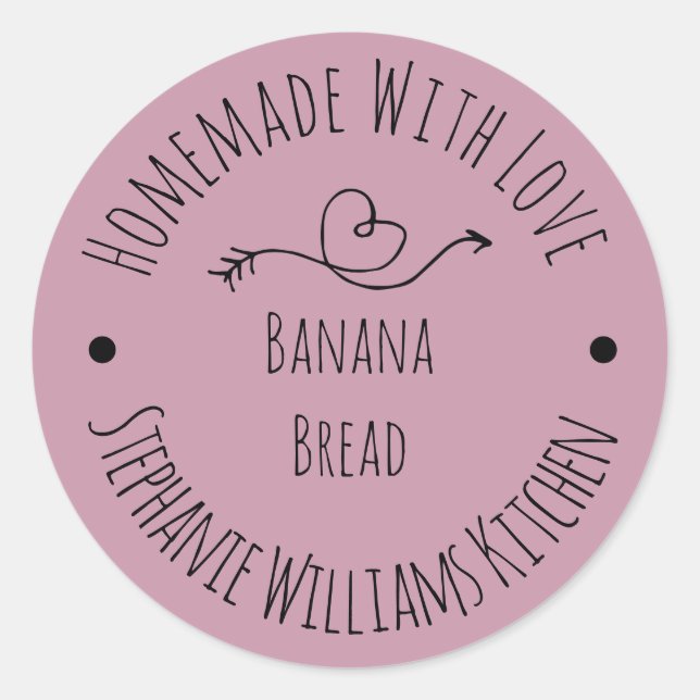 Homemade with Love Dusty Pink |  Baked Goods    Classic Round Sticker (Front)