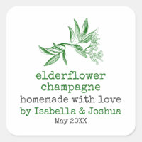 Homemade with love Elderflower Chanpagne label