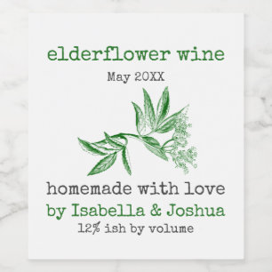 Homemade with love Elderflower Wine  label