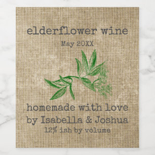 Homemade with love Elderflower Wine  label