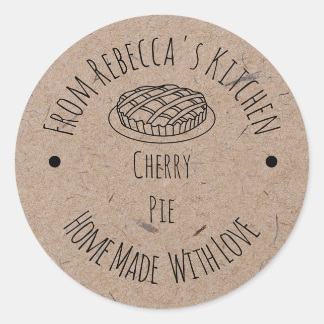 Homemade with Love  Faux Kraft Paper Pie Label (Front)
