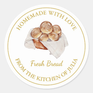 Homemade with love Fresh Bread Label White