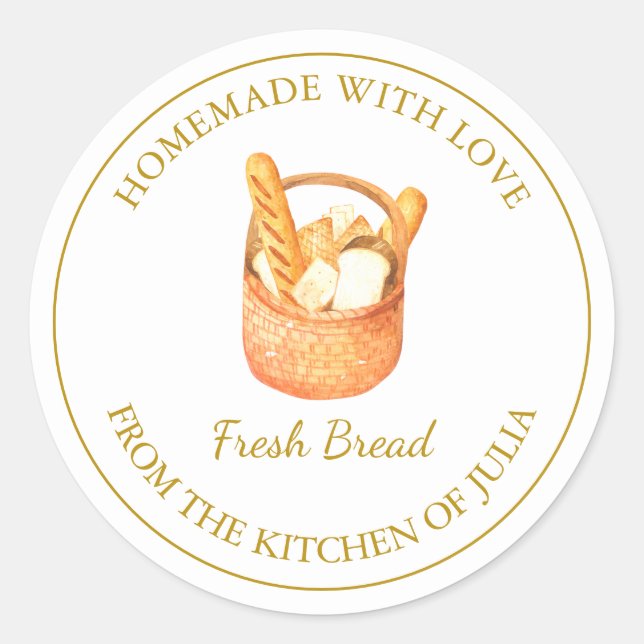 Homemade with love Fresh Bread  Label | White (Front)